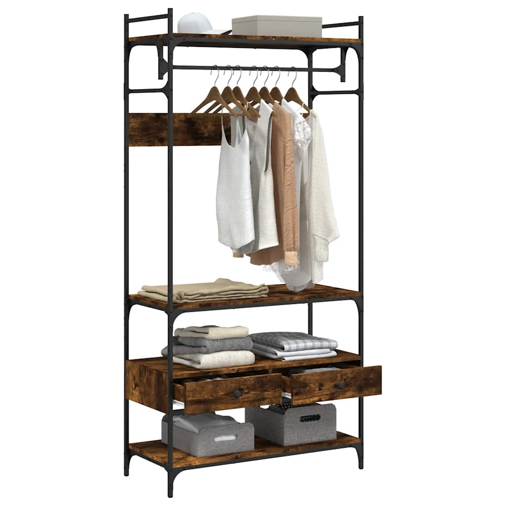 Kledingkast met lades 89x39x184,5 cm bewerkt hout gerookt eiken is nu te koop bij PeponiXL, paradijselijk wonen!