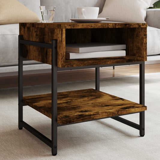 Salontafel 40x40x45 cm bewerkt hout gerookt eikenkleurig is nu te koop bij PeponiXL, paradijselijk wonen!