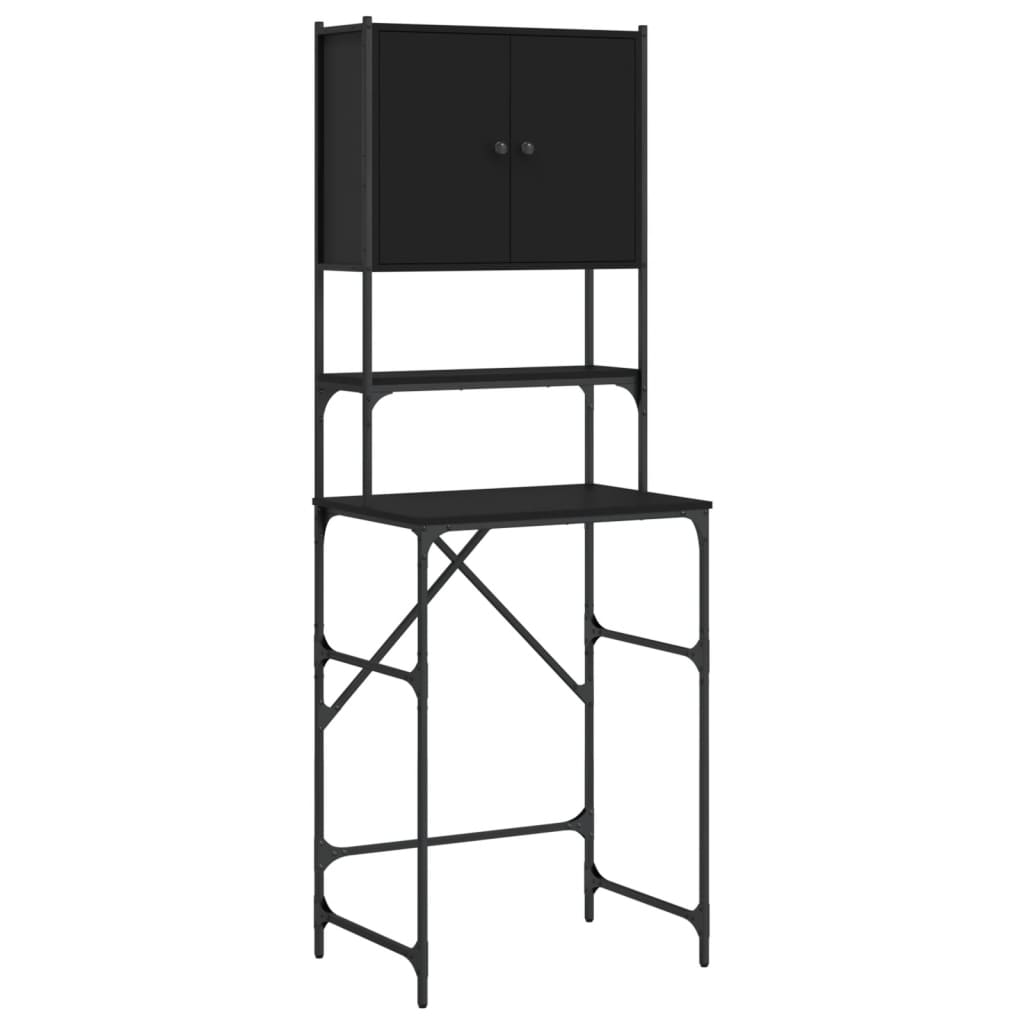 Wasmachinekast 68x48,5x194 cm zwart is nu te koop bij PeponiXL, paradijselijk wonen!