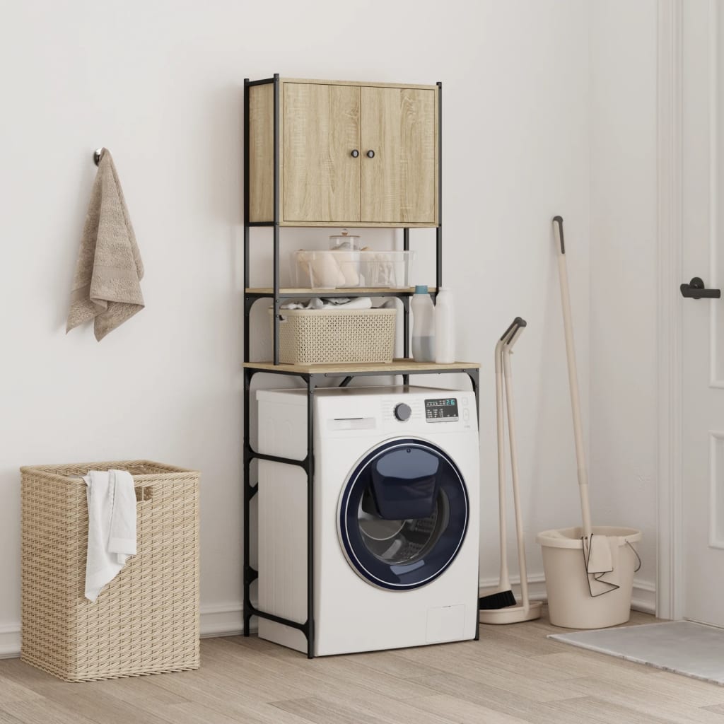 Wasmachinekast 68x48,5x194 cm sonoma eikenkleurig is nu te koop bij PeponiXL, paradijselijk wonen!
