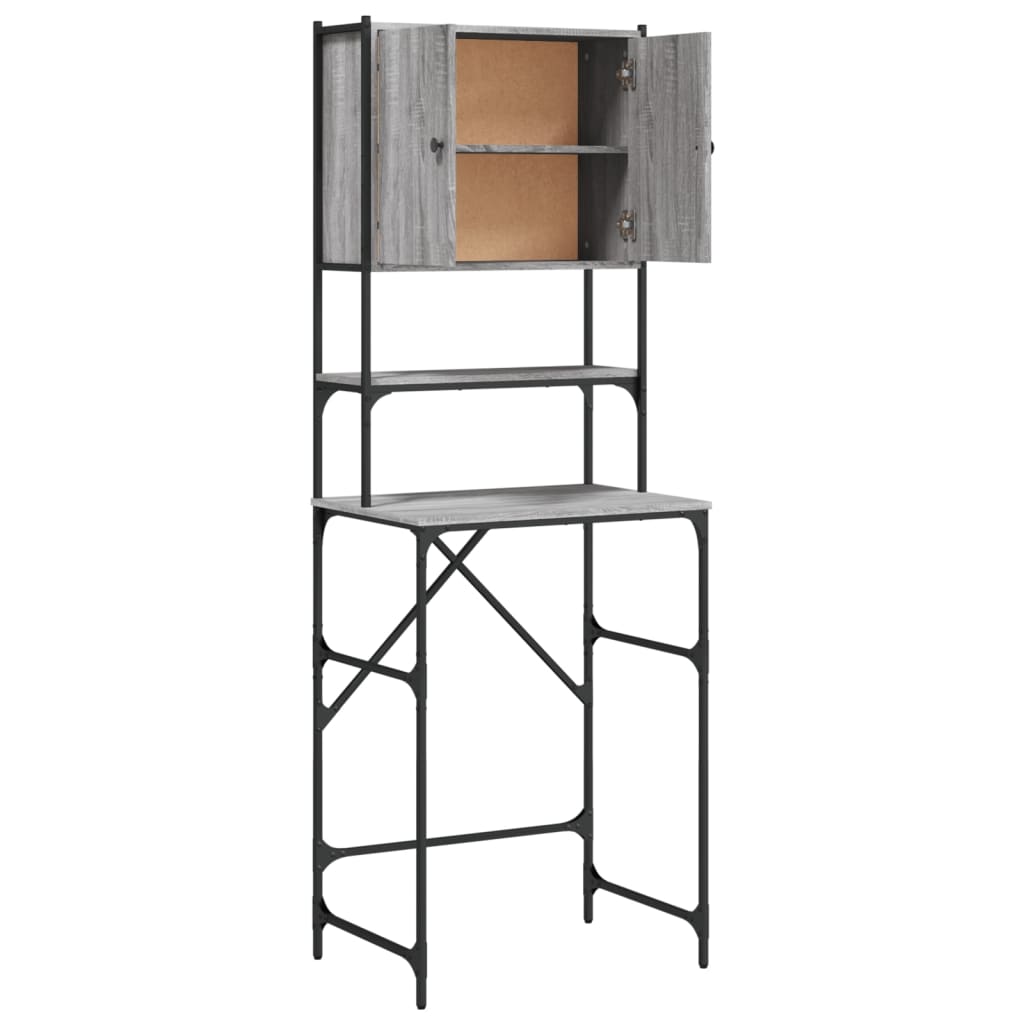 Wasmachinekast 68x48,5x194 cm grijs sonoma eikenkleurig is nu te koop bij PeponiXL, paradijselijk wonen!