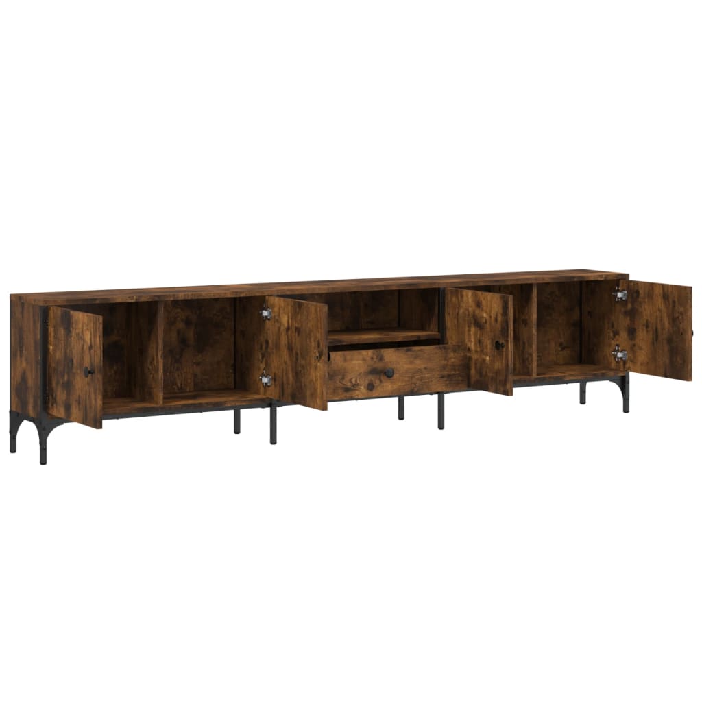 Tv-meubel met lade 200x25x44 cm bewerkt hout gerookt eikenkleur is nu te koop bij PeponiXL, paradijselijk wonen!