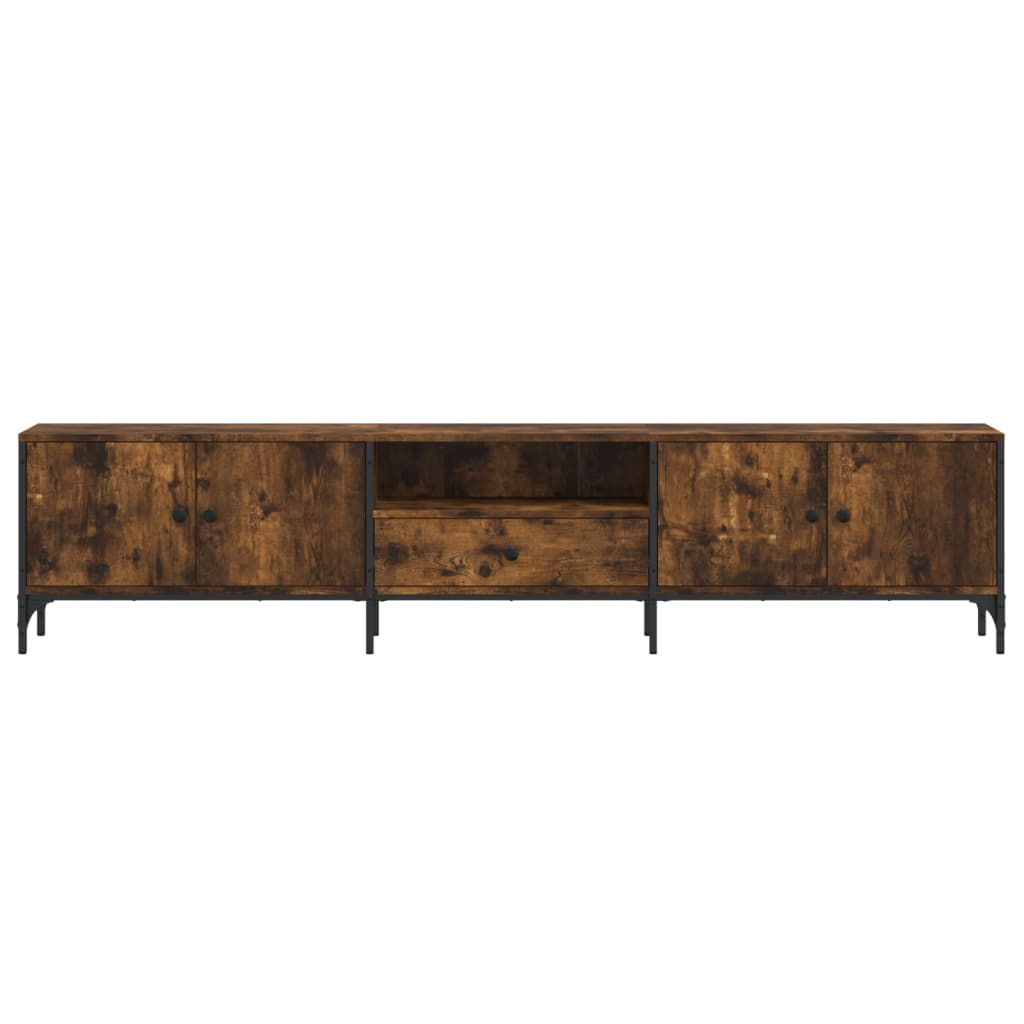 Tv-meubel met lade 200x25x44 cm bewerkt hout gerookt eikenkleur is nu te koop bij PeponiXL, paradijselijk wonen!