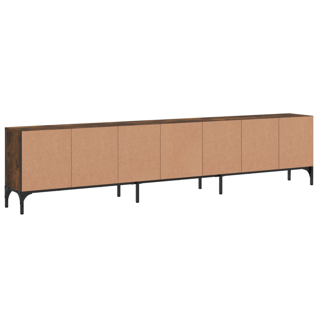 Tv-meubel met lade 200x25x44 cm bewerkt hout gerookt eikenkleur is nu te koop bij PeponiXL, paradijselijk wonen!