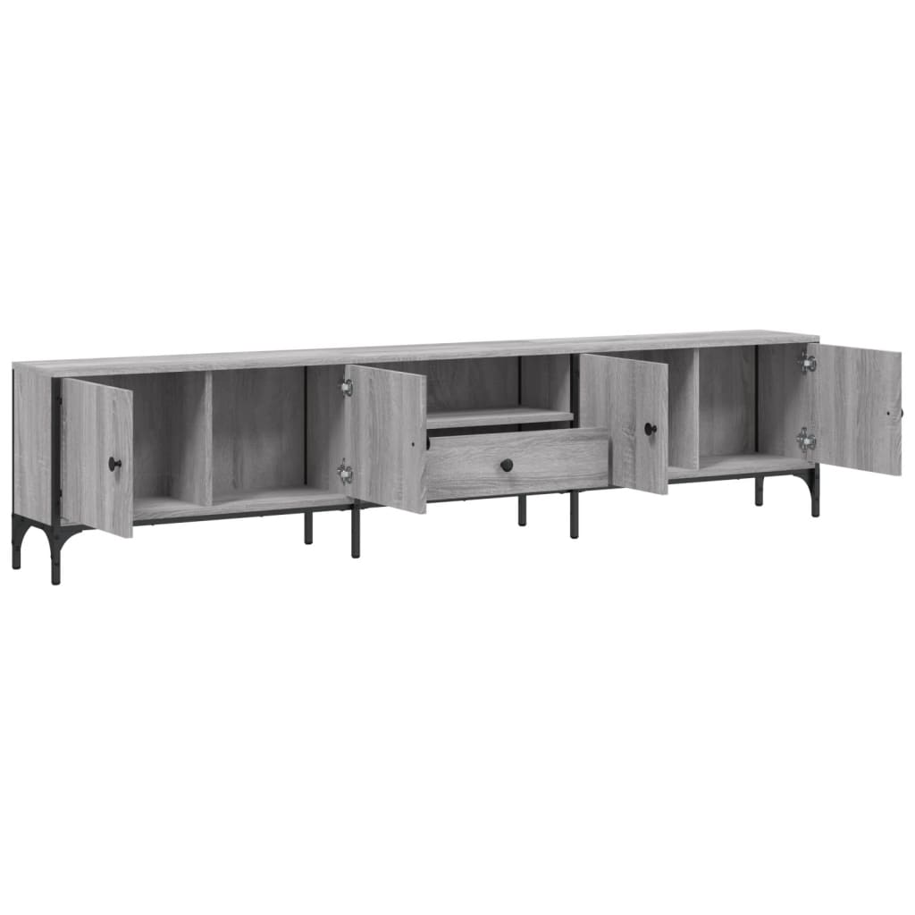Tv-meubel met lade 200x25x44 cm bewerkt hout grijs sonoma eiken is nu te koop bij PeponiXL, paradijselijk wonen!