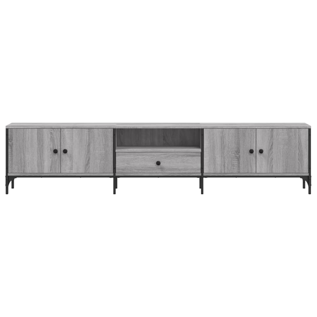 Tv-meubel met lade 200x25x44 cm bewerkt hout grijs sonoma eiken is nu te koop bij PeponiXL, paradijselijk wonen!