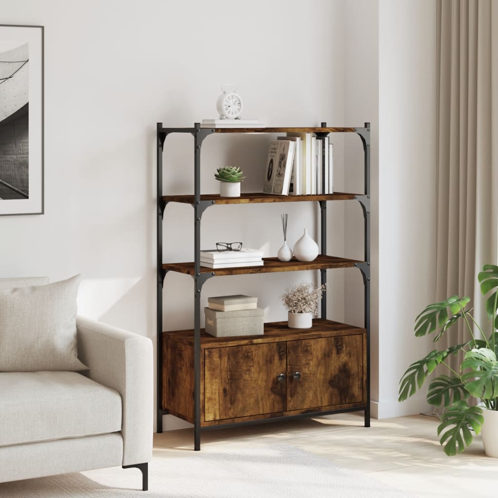 Boekenkast 3-laags 70x30x109,5 cm bewerkt hout gerookt eiken is nu te koop bij PeponiXL, paradijselijk wonen!