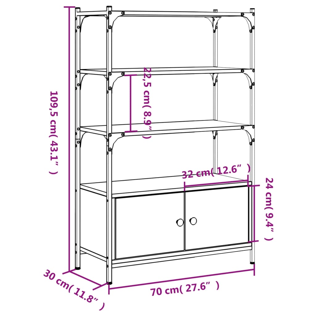Boekenkast 3-laags 70x30x109,5 cm bewerkt hout gerookt eiken is nu te koop bij PeponiXL, paradijselijk wonen!
