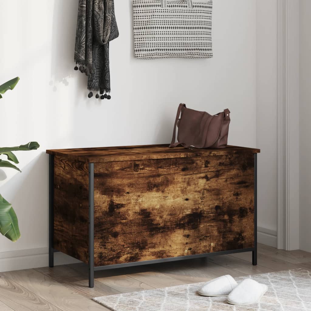 Opbergbankje 80x42,5x50 cm bewerkt hout gerookt eikenkleurig is nu te koop bij PeponiXL, paradijselijk wonen!