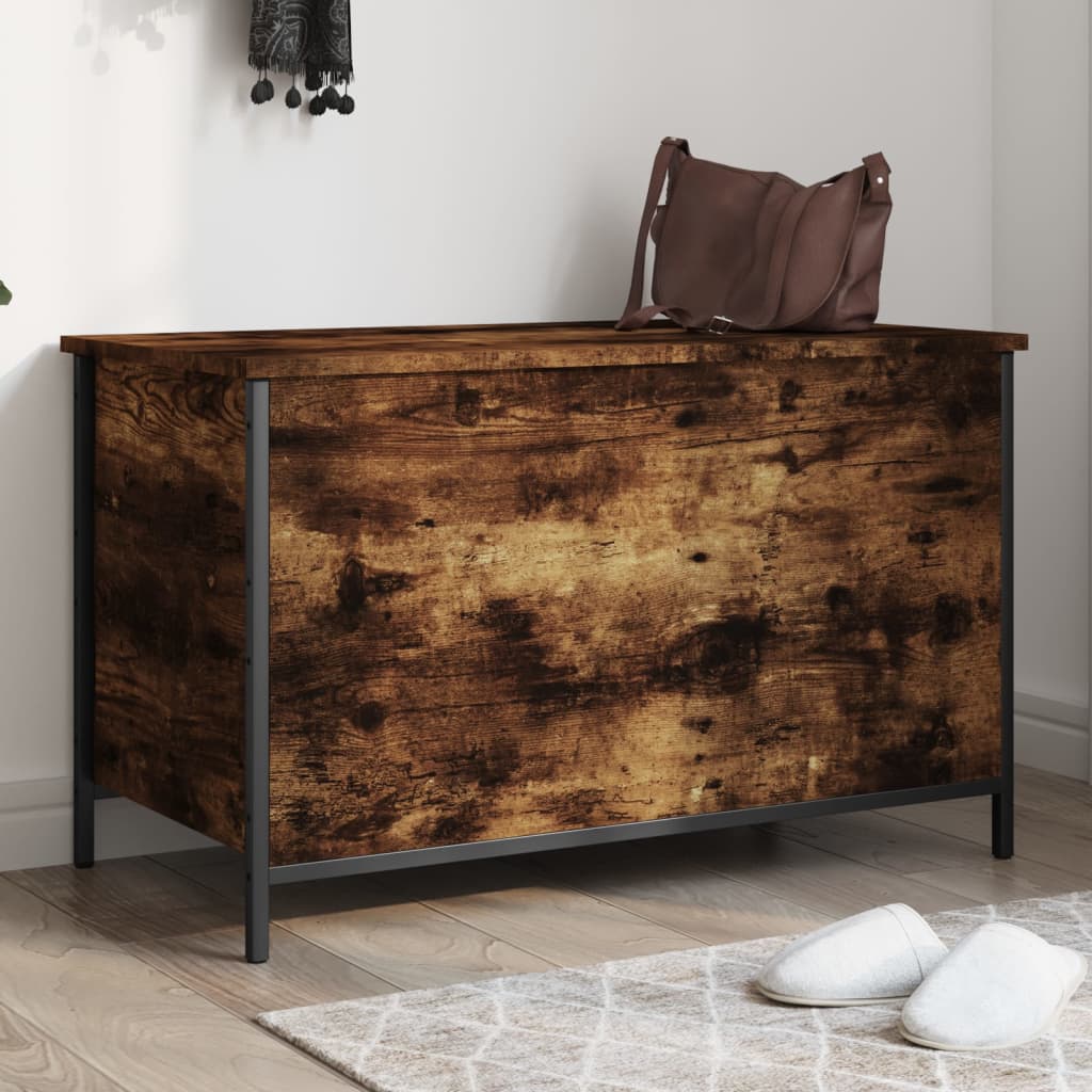 Opbergbankje 80x42,5x50 cm bewerkt hout gerookt eikenkleurig is nu te koop bij PeponiXL, paradijselijk wonen!