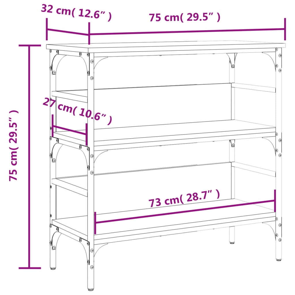 Wandtafel 75x32x75 cm bewerkt hout gerookt eikenkleurig is nu te koop bij PeponiXL, paradijselijk wonen!