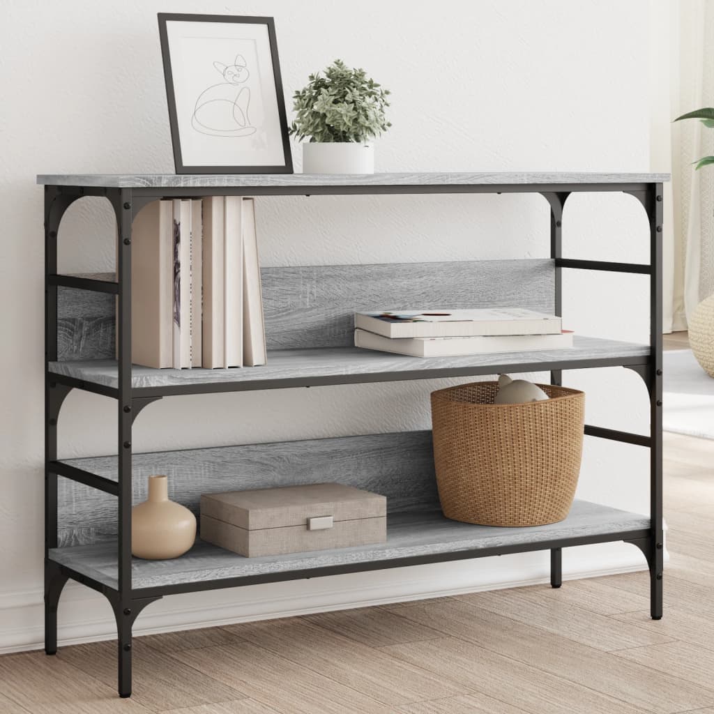 Wandtafel 100x32x75 cm bewerkt hout grijs sonoma eikenkleurig is nu te koop bij PeponiXL, paradijselijk wonen!