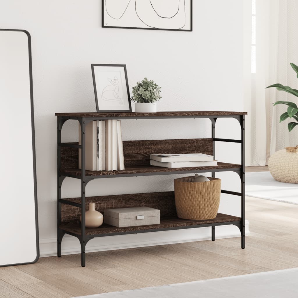 Wandtafel 100x32x75 cm bewerkt hout bruin eikenkleur is nu te koop bij PeponiXL, paradijselijk wonen!