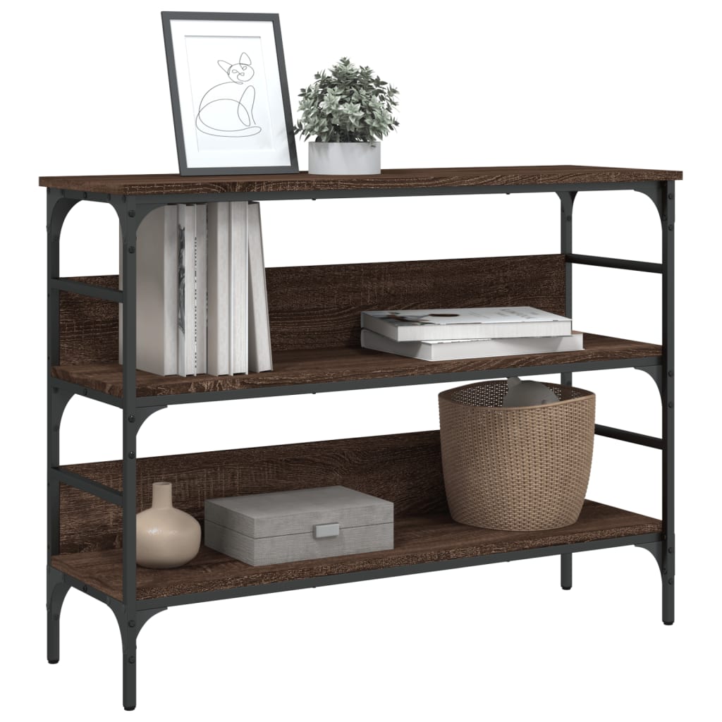 Wandtafel 100x32x75 cm bewerkt hout bruin eikenkleur is nu te koop bij PeponiXL, paradijselijk wonen!