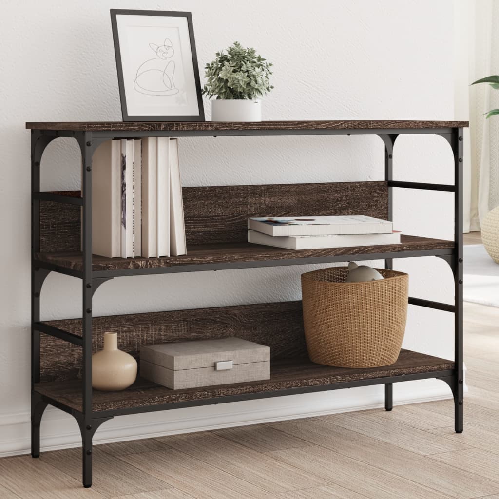 Wandtafel 100x32x75 cm bewerkt hout bruin eikenkleur is nu te koop bij PeponiXL, paradijselijk wonen!