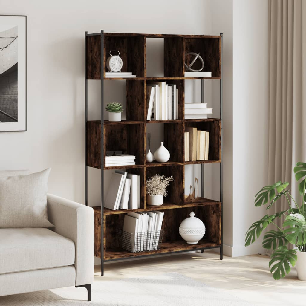Boekenkast 102x28x172 cm bewerkt hout gerookt eikenkleurig is nu te koop bij PeponiXL, paradijselijk wonen!