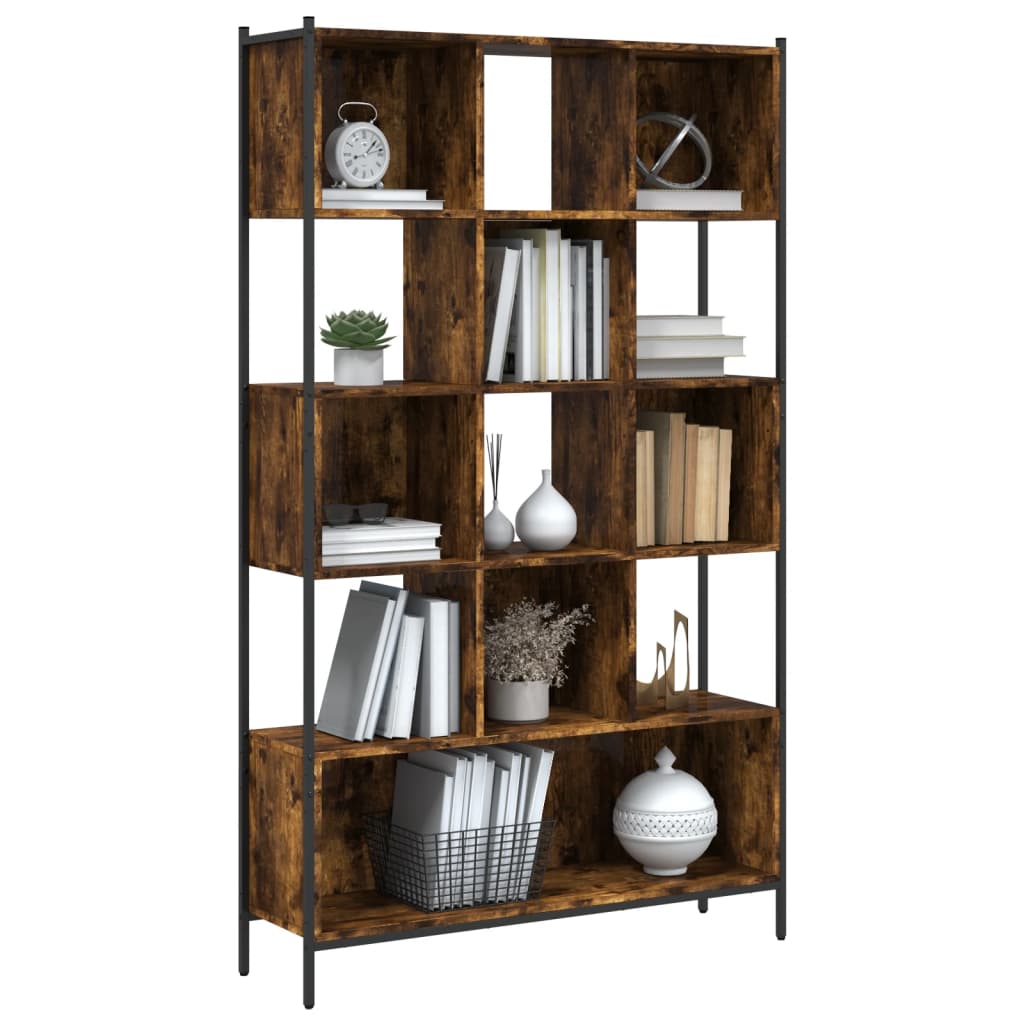 Boekenkast 102x28x172 cm bewerkt hout gerookt eikenkleurig is nu te koop bij PeponiXL, paradijselijk wonen!