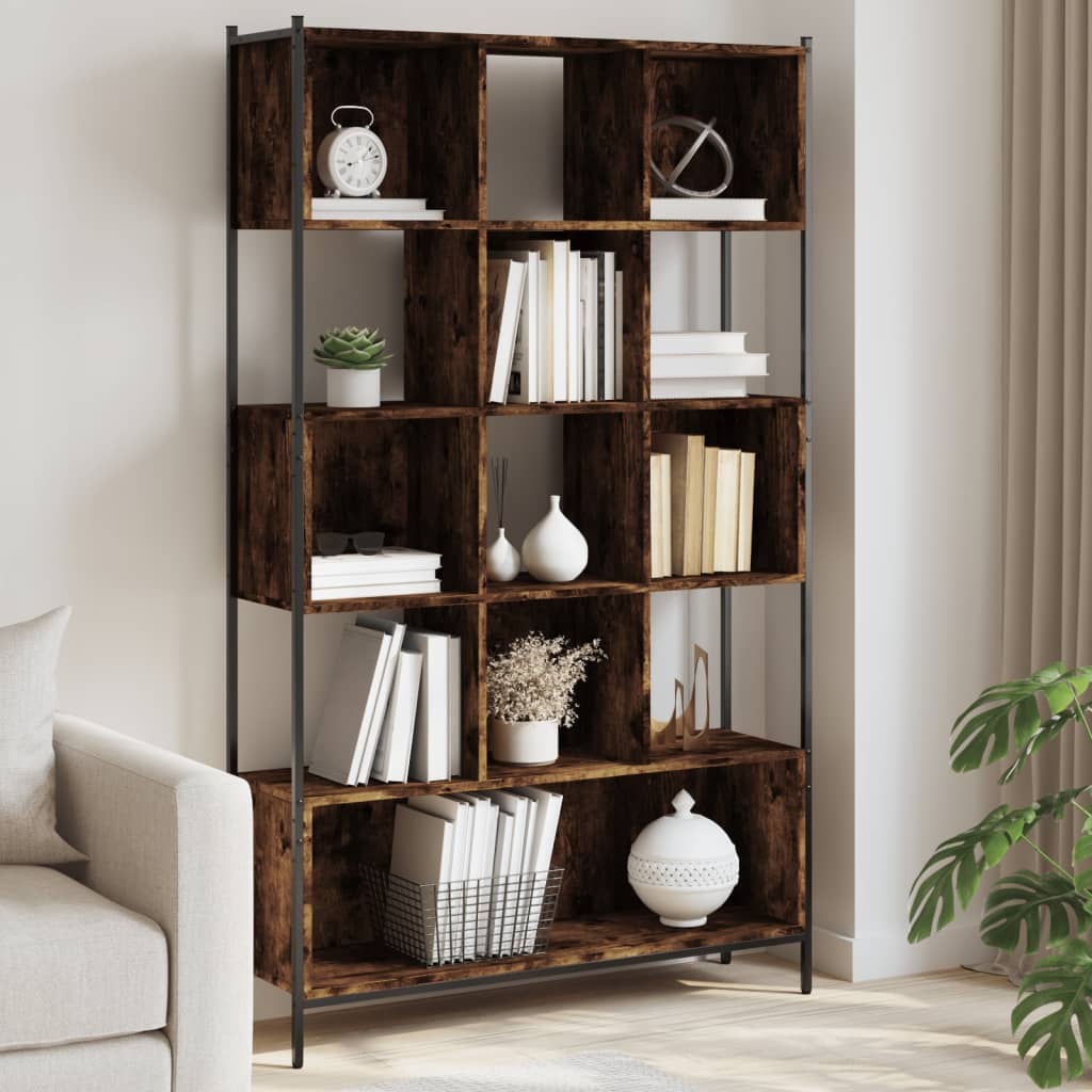 Boekenkast 102x28x172 cm bewerkt hout gerookt eikenkleurig is nu te koop bij PeponiXL, paradijselijk wonen!