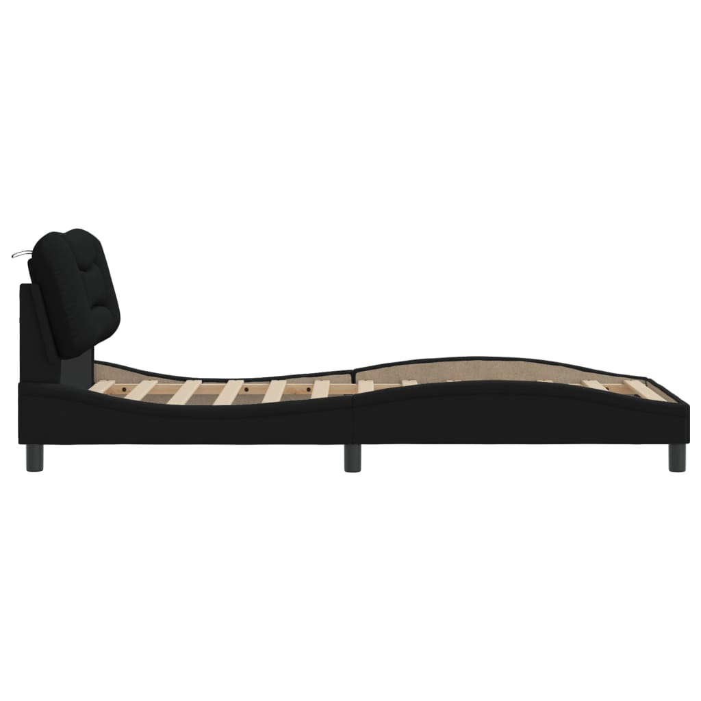 Bedframe zonder matras "Hvar" 80x200 cm stof zwart is nu te koop bij PeponiXL, paradijselijk wonen!