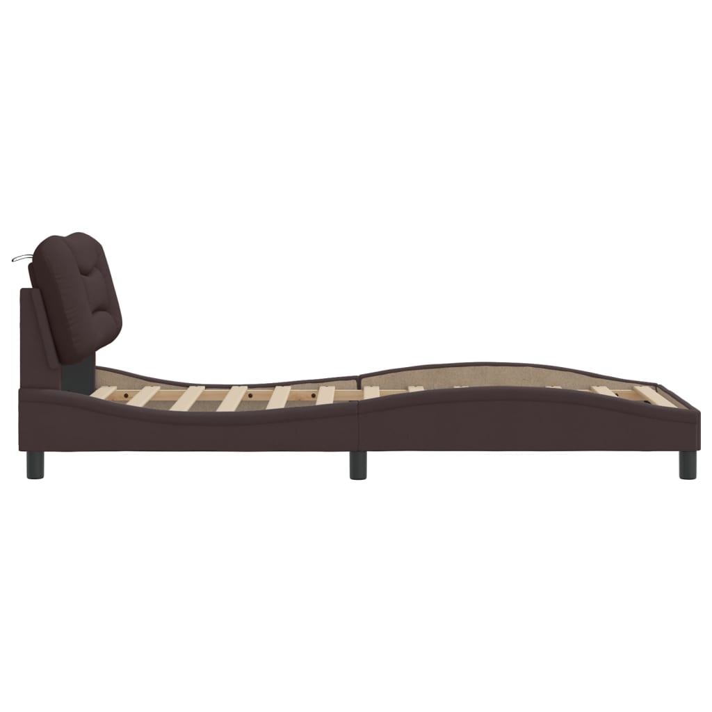 Bedframe zonder matras "Hvar" 80x200 cm stof donkerbruin is nu te koop bij PeponiXL, paradijselijk wonen!