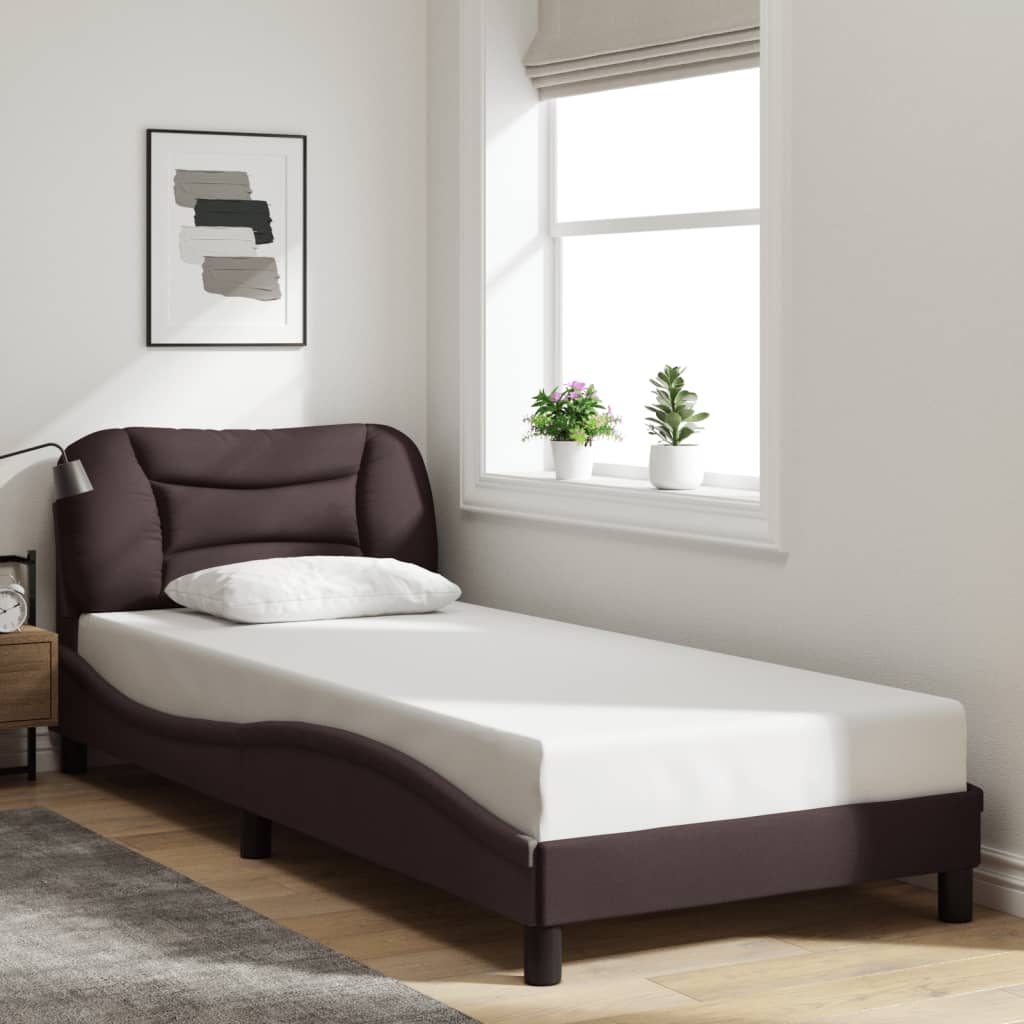 Bedframe zonder matras "Hvar" 80x200 cm stof donkerbruin is nu te koop bij PeponiXL, paradijselijk wonen!