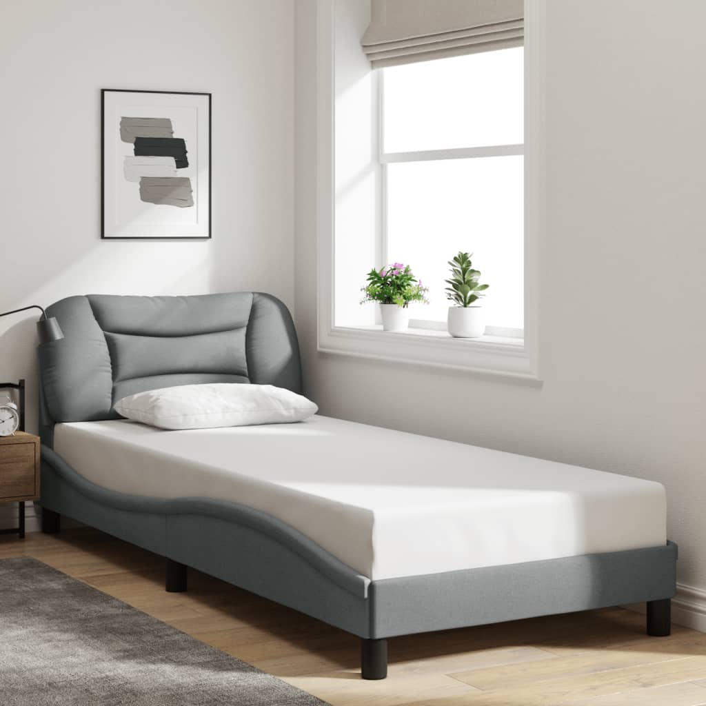 Bedframe zonder matras "Hvar" 90x190 cm stof lichtgrijs is nu te koop bij PeponiXL, paradijselijk wonen!