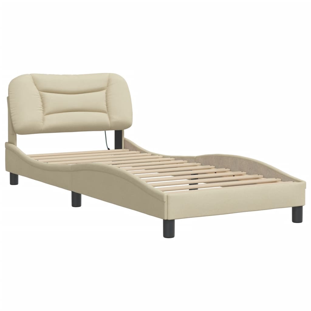 Bedframe zonder matras "Hvar" 90x190 cm stof crèmekleurig is nu te koop bij PeponiXL, paradijselijk wonen!