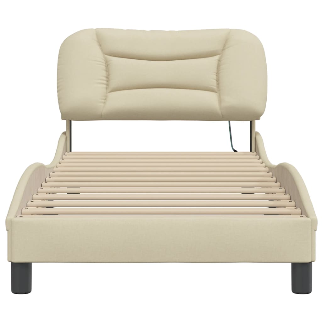 Bedframe zonder matras "Hvar" 90x190 cm stof crèmekleurig is nu te koop bij PeponiXL, paradijselijk wonen!