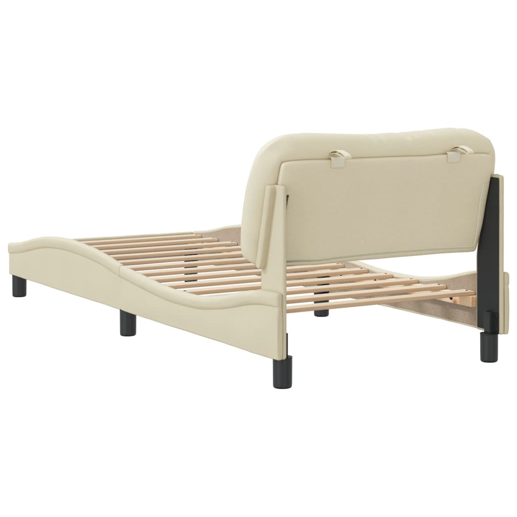 Bedframe zonder matras "Hvar" 90x190 cm stof crèmekleurig is nu te koop bij PeponiXL, paradijselijk wonen!