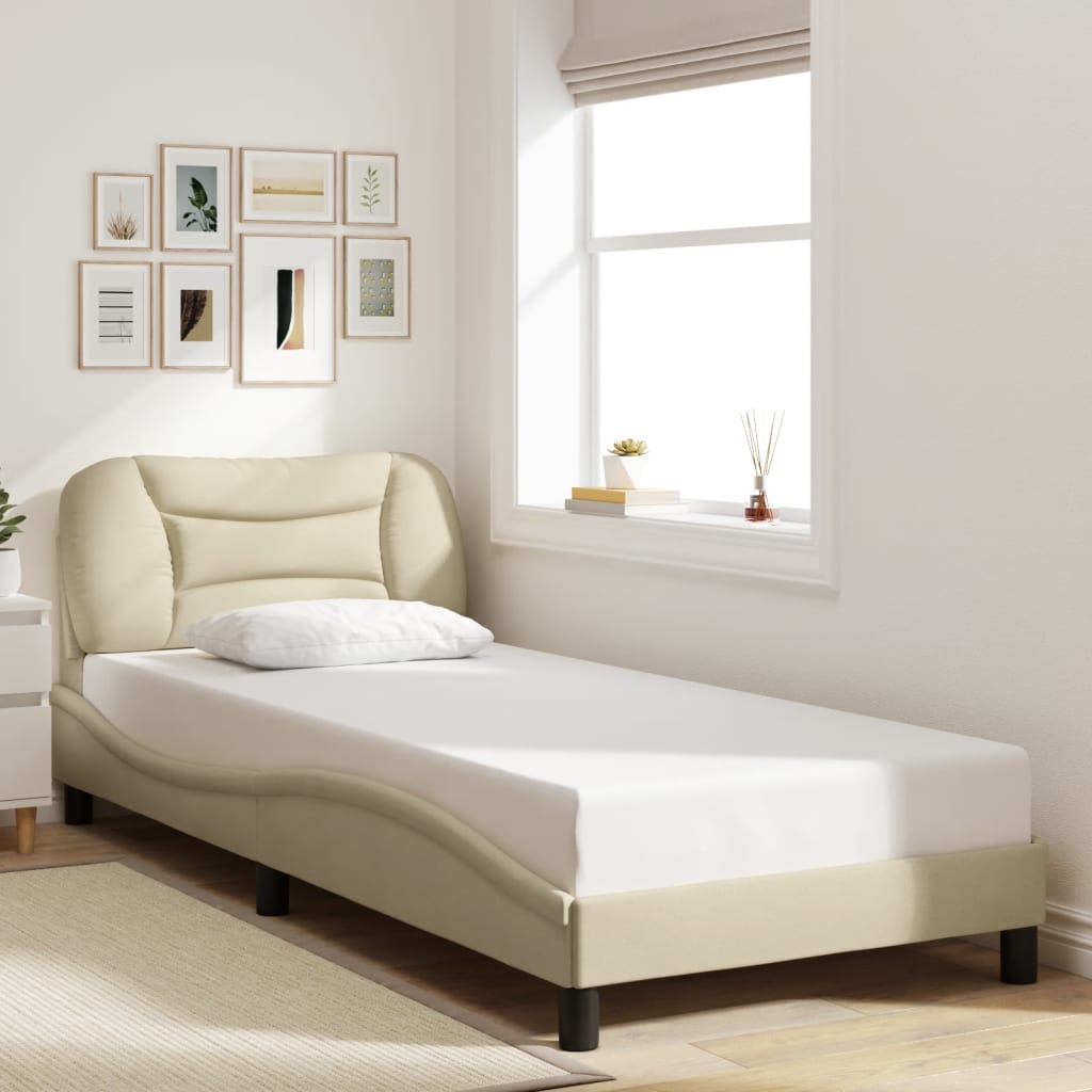 Bedframe zonder matras "Hvar" 90x190 cm stof crèmekleurig is nu te koop bij PeponiXL, paradijselijk wonen!