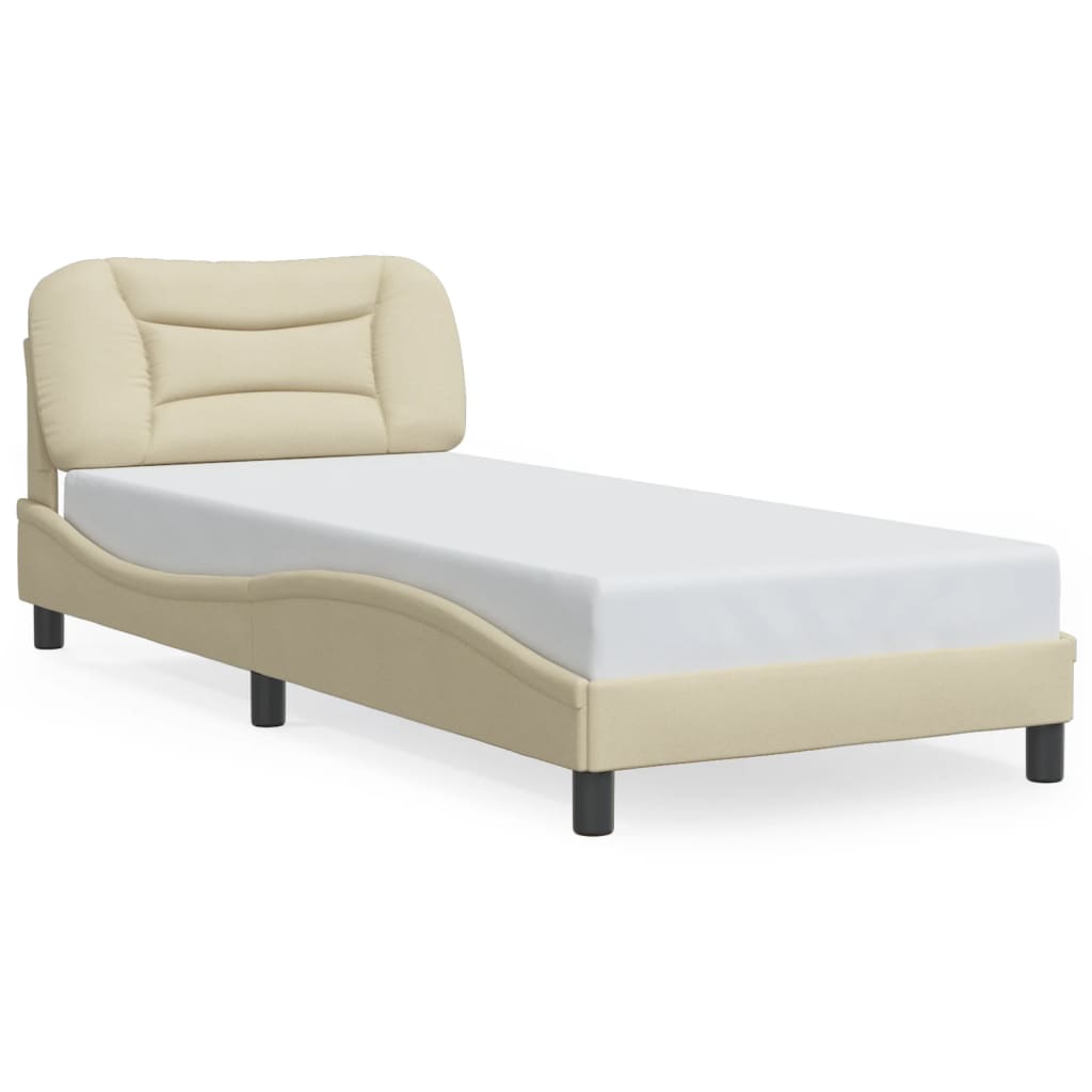 Bedframe zonder matras "Hvar" 90x200 cm stof crèmekleurig is nu te koop bij PeponiXL, paradijselijk wonen!