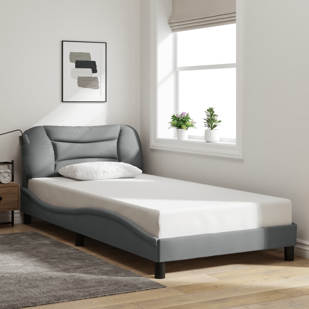 Bedframe zonder matras "Hvar" 100x200 cm stof lichtgrijs is nu te koop bij PeponiXL, paradijselijk wonen!