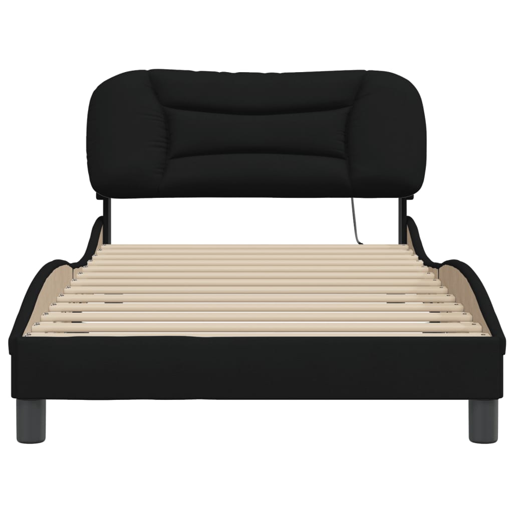 Bedframe zonder matras "Hvar" 100x200 cm stof zwart is nu te koop bij PeponiXL, paradijselijk wonen!