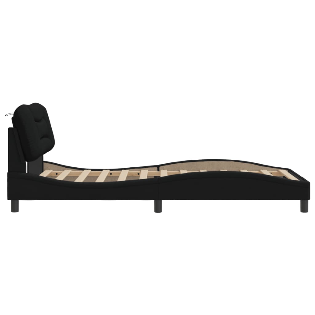 Bedframe zonder matras "Hvar" 100x200 cm stof zwart is nu te koop bij PeponiXL, paradijselijk wonen!