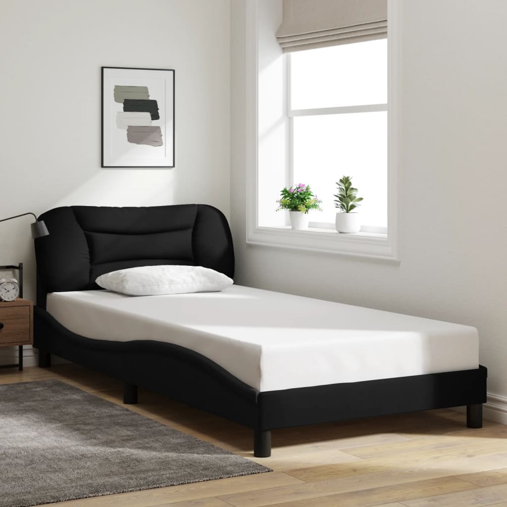 Bedframe zonder matras "Hvar" 100x200 cm stof zwart is nu te koop bij PeponiXL, paradijselijk wonen!