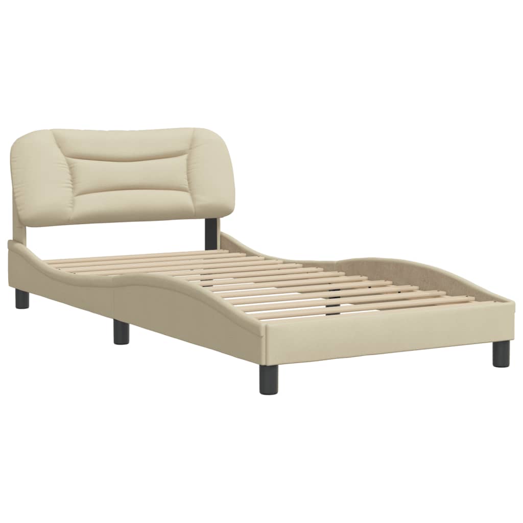 Bedframe zonder matras "Hvar" 100x200 cm stof crèmekleurig is nu te koop bij PeponiXL, paradijselijk wonen!