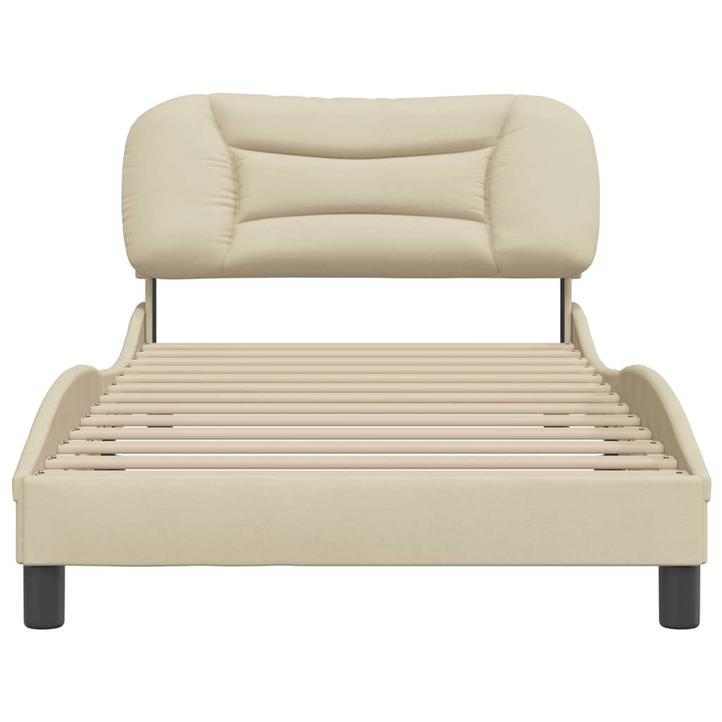 Bedframe zonder matras "Hvar" 100x200 cm stof crèmekleurig is nu te koop bij PeponiXL, paradijselijk wonen!