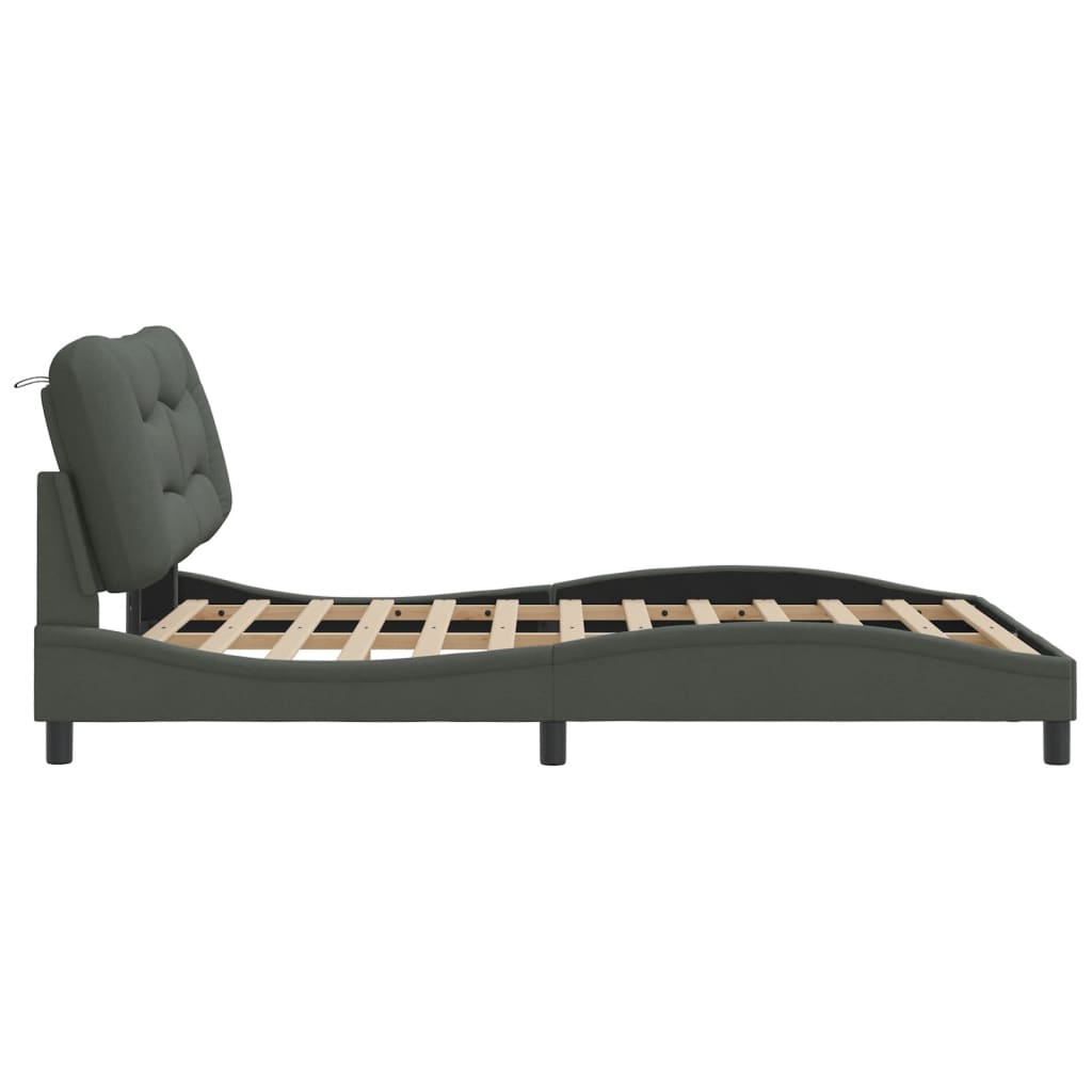 Bedframe zonder matras "Hvar" stof donkergrijs 140x190 cm is nu te koop bij PeponiXL, paradijselijk wonen!
