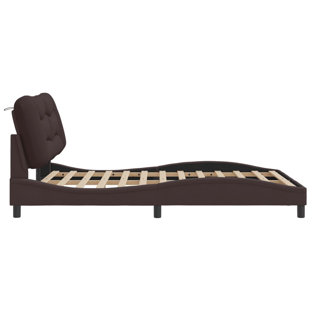 Bedframe zonder matras "Hvar" stof donkerbruin 140x190 cm is nu te koop bij PeponiXL, paradijselijk wonen!