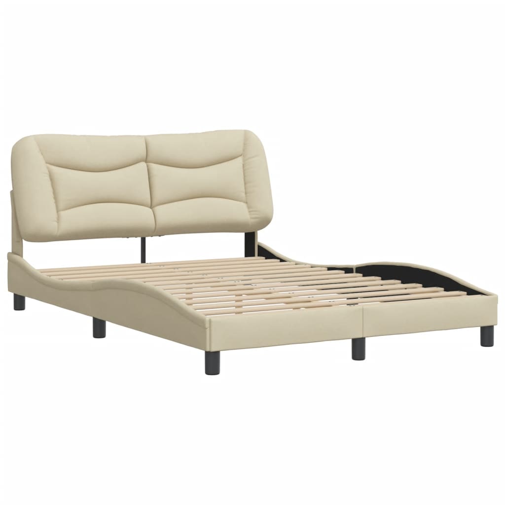 Bedframe zonder matras "Hvar" stof crèmekleurig 140x190 cm is nu te koop bij PeponiXL, paradijselijk wonen!