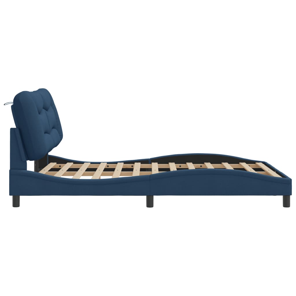 Bedframe zonder matras "Hvar" stof blauw 140x190 cm is nu te koop bij PeponiXL, paradijselijk wonen!