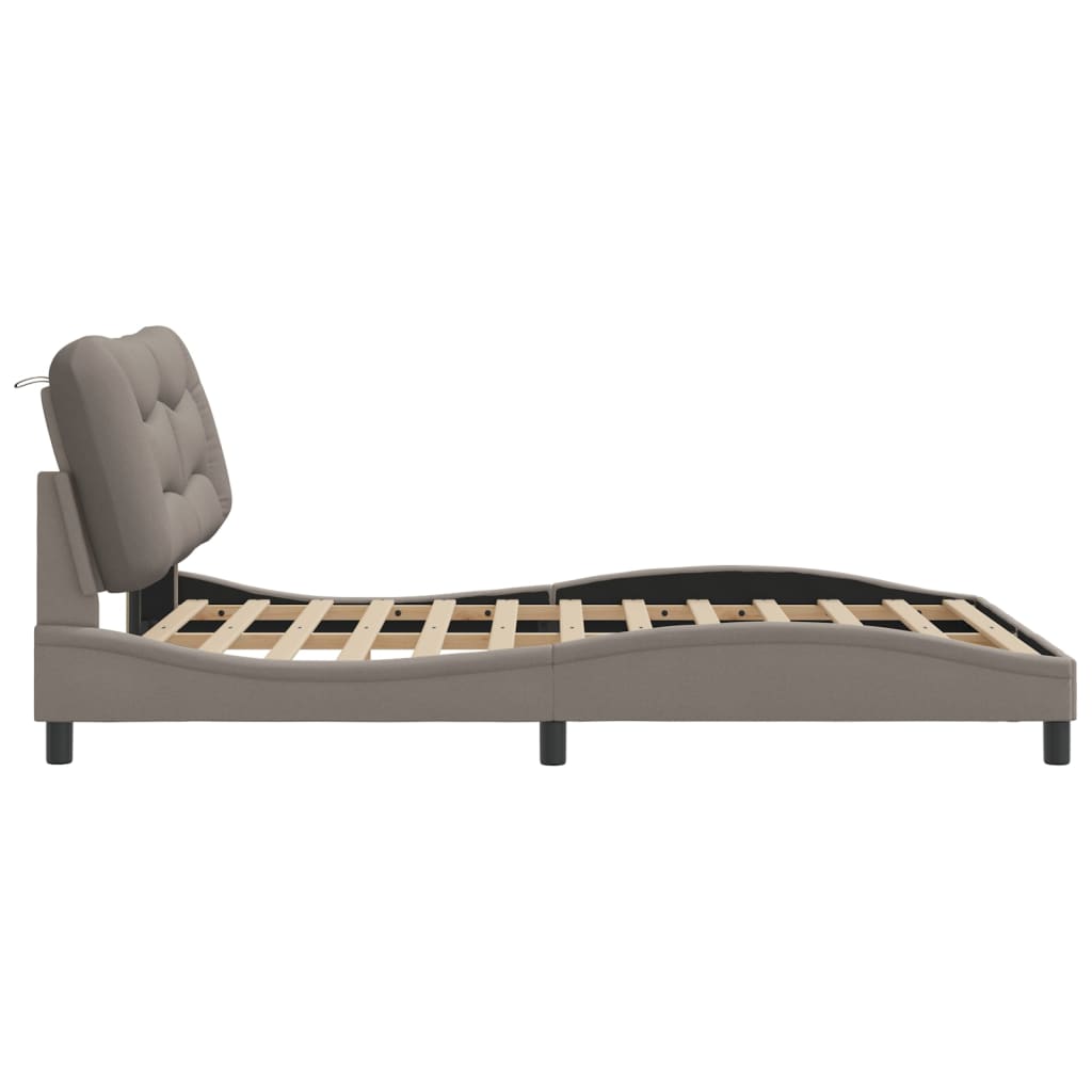 Bedframe zonder matras "Hvar" stof taupe 140x200 cm is nu te koop bij PeponiXL, paradijselijk wonen!