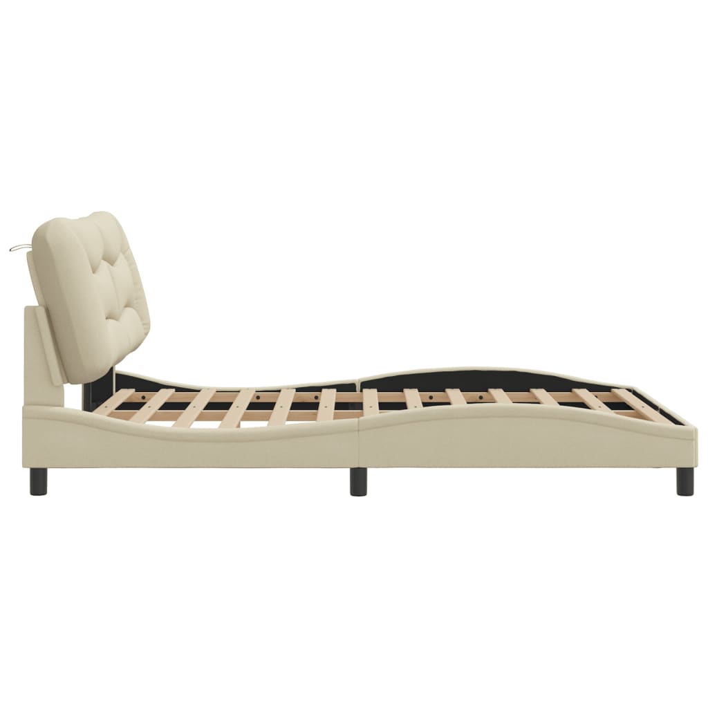 Bedframe zonder matras "Hvar" stof crèmekleurig 140x200 cm is nu te koop bij PeponiXL, paradijselijk wonen!