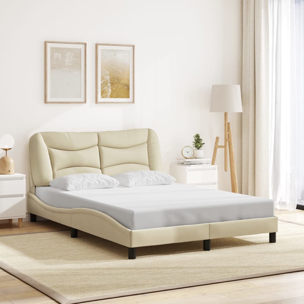 Bedframe zonder matras "Hvar" stof crèmekleurig 140x200 cm is nu te koop bij PeponiXL, paradijselijk wonen!
