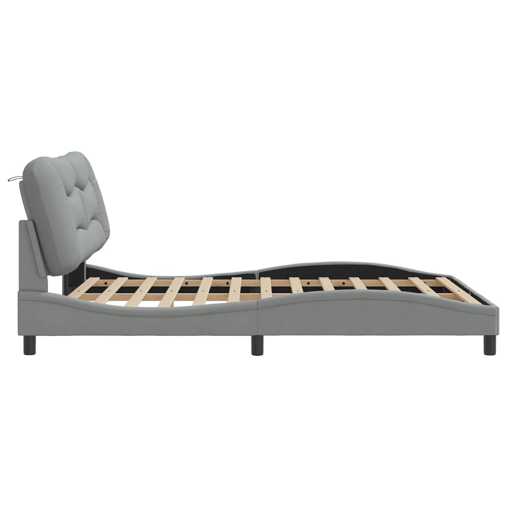 Bedframe zonder matras "Hvar" stof lichtgrijs 160x200 cm is nu te koop bij PeponiXL, paradijselijk wonen!