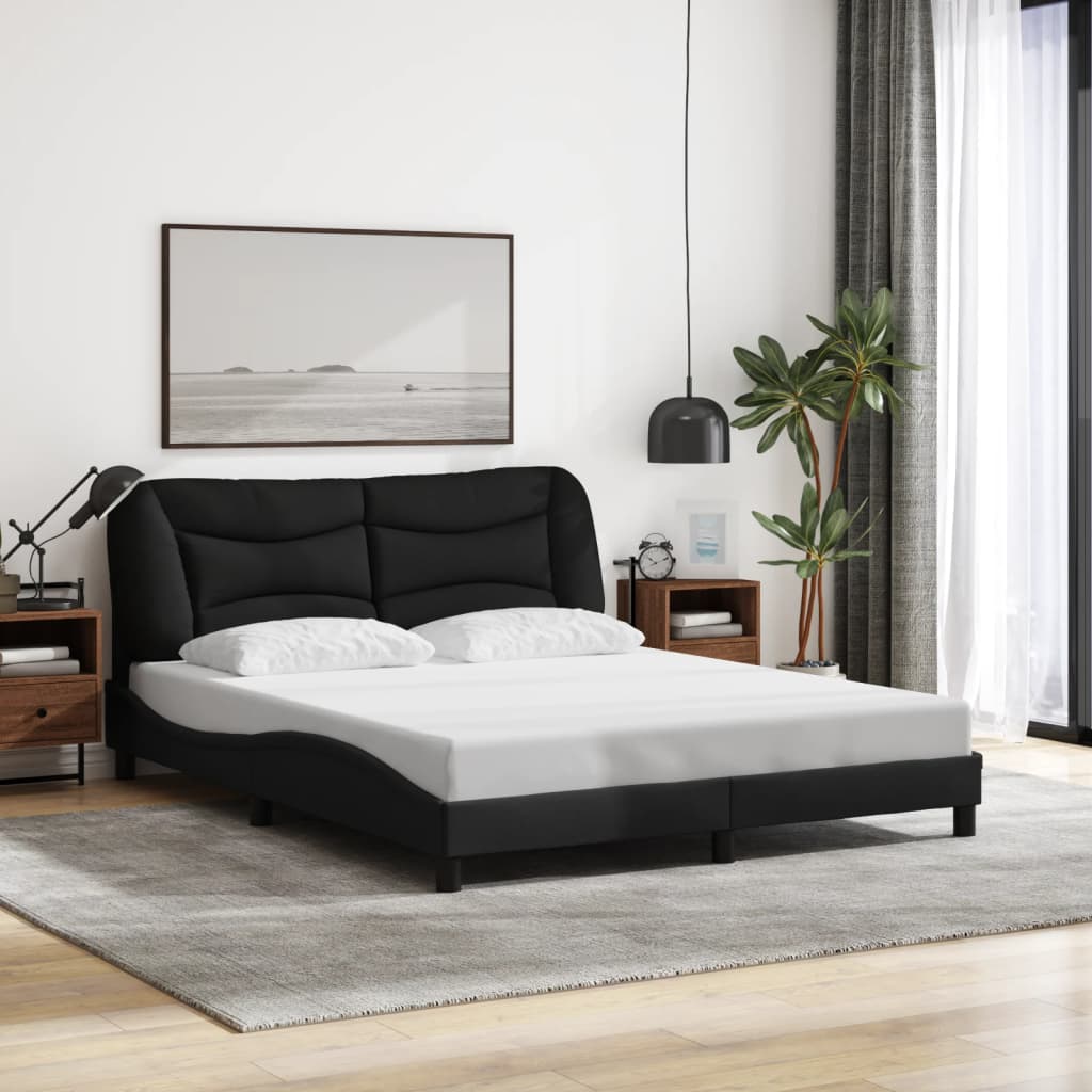 Bedframe zonder matras "Hvar" stof zwart 160x200 cm is nu te koop bij PeponiXL, paradijselijk wonen!