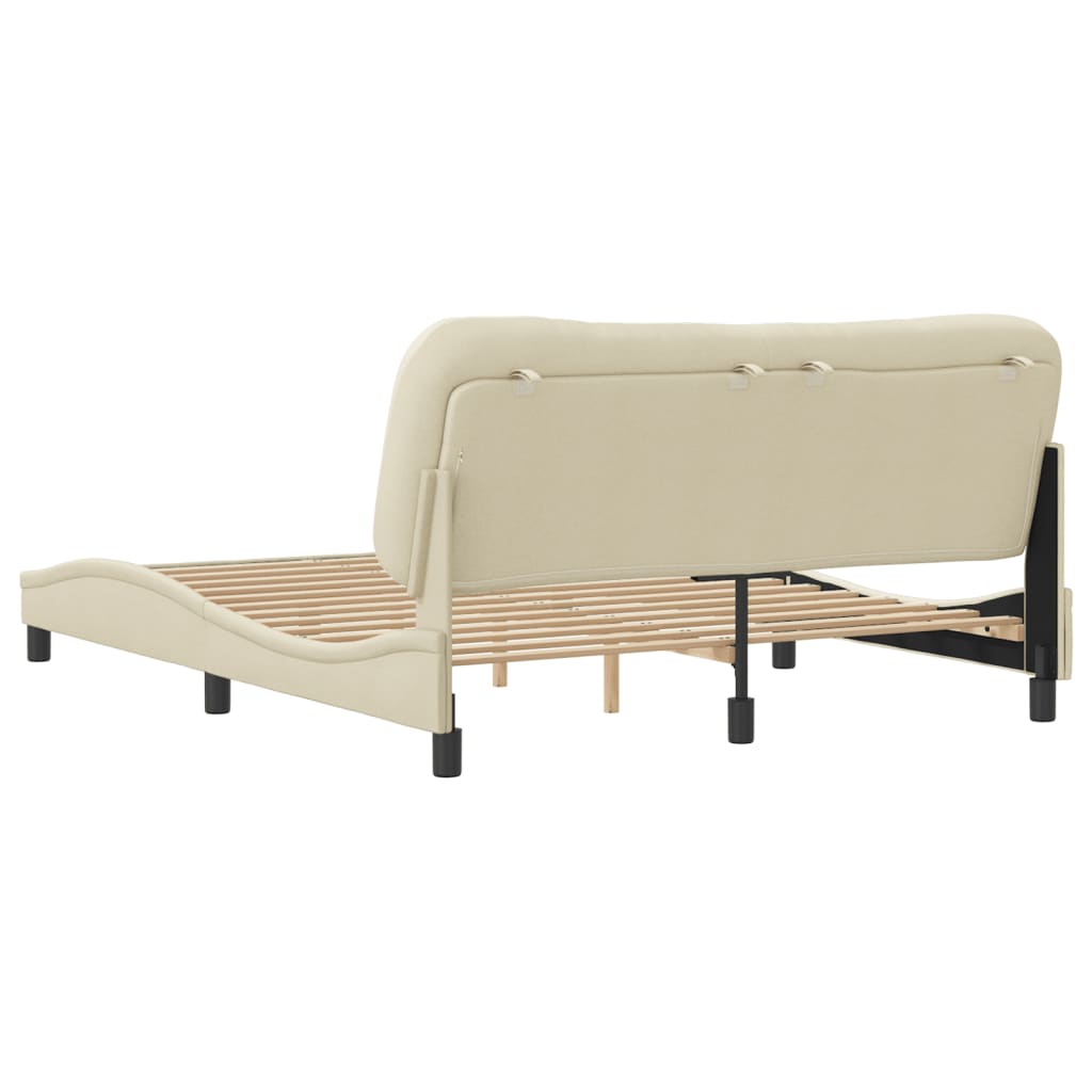 Bedframe zonder matras "Hvar" stof crèmekleurig 160x200 cm is nu te koop bij PeponiXL, paradijselijk wonen!