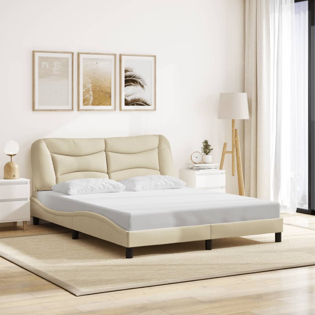 Bedframe zonder matras "Hvar" stof crèmekleurig 160x200 cm is nu te koop bij PeponiXL, paradijselijk wonen!
