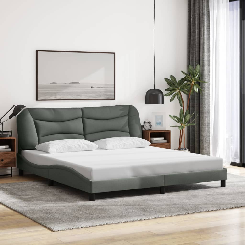 Bedframe zonder matras "Hvar" stof donkergrijs 180x200 cm is nu te koop bij PeponiXL, paradijselijk wonen!