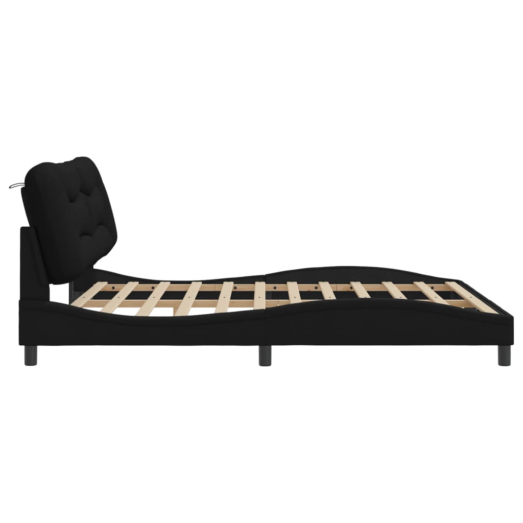 Bedframe zonder matras "Hvar" stof zwart 180x200 cm is nu te koop bij PeponiXL, paradijselijk wonen!